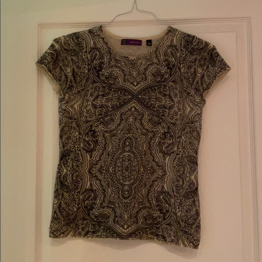 Patterned cashmere T-shirt